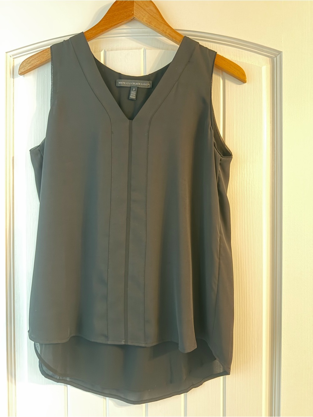 White House Black Market Black V-Neck Sleeveless Blouse